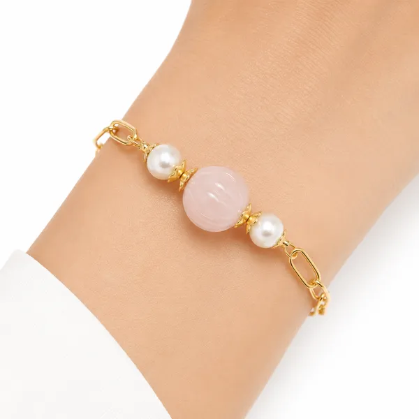 Gold_Tone_Pink_Bead_Pearl_Bracelet_for_Women