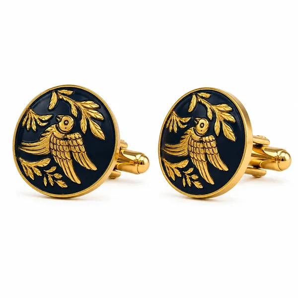 Gold_And_Navy_Bird_Cufflinks_for_Men