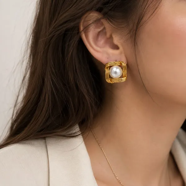 Gold_Tone_Pearl_Square_Stud_Earrings_for_Women