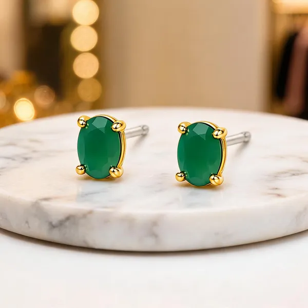 Green_Italian_Brass_Stud_Earrings_For_Women