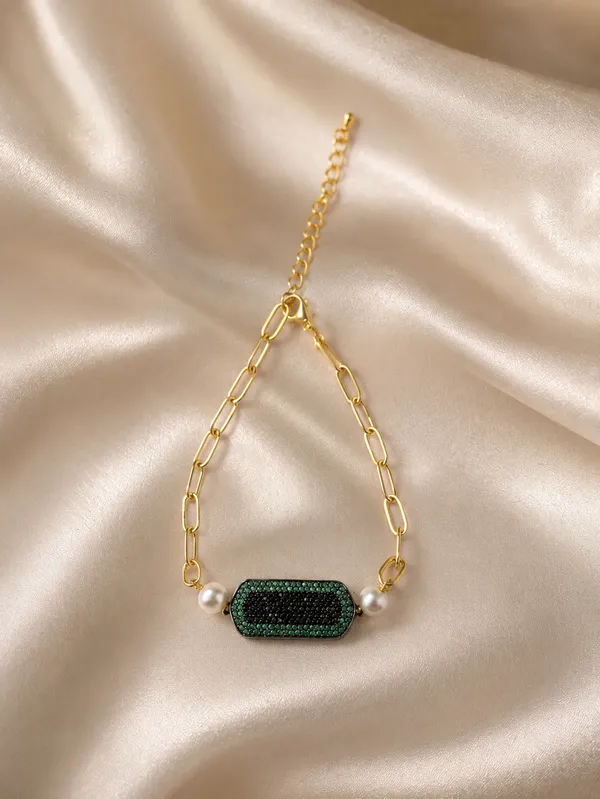 Gold_Tone_Green_Stone_Pearl_Bracelet_for_Women