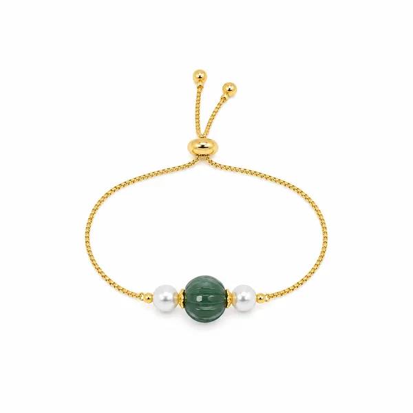 Gold_Tone_Green_Beaded_Bracelet_For_Women
