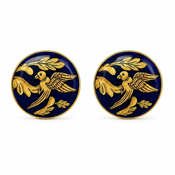 Navy_Gold_Bird_Motif_Cufflinks_for_Men
