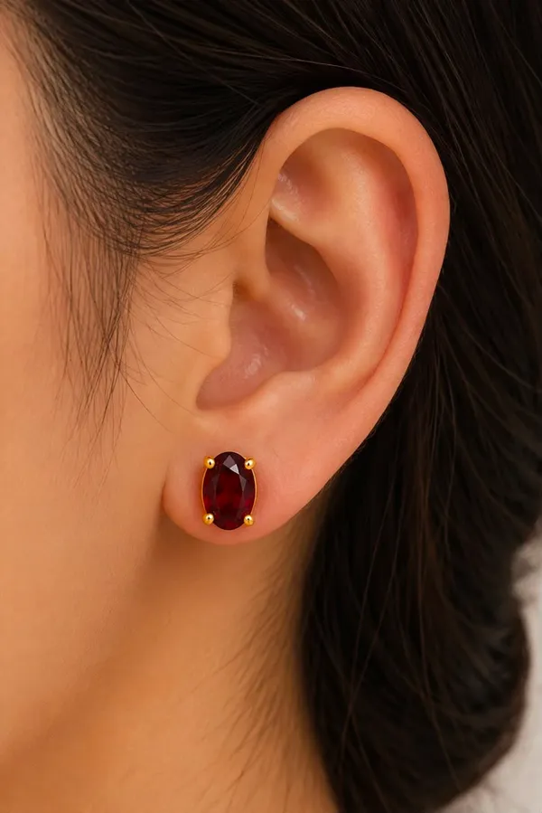 Red_Oval_Stone_Stud_Earrings_for_Women