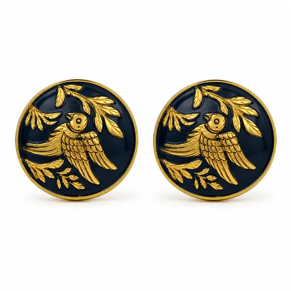 Gold_And_Navy_Bird_Cufflinks_for_Men