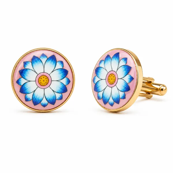 Gold_Tone_Floral_Enamel_Cufflinks_for_Men