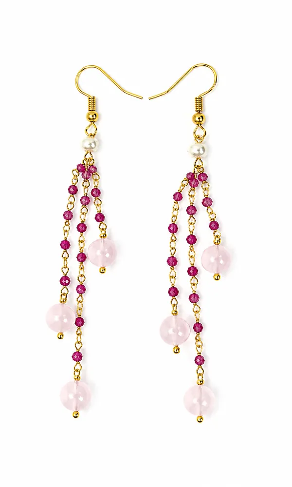 Gold_Tone_Pink_Beaded_Chandelier_Earrings_for_Women