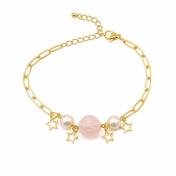 Gold_Tone_Pearl_And_Star_Charm_Bracelet_For_Women