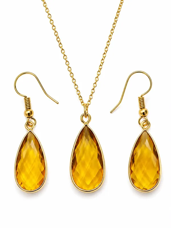 Gold_Tone_Teardrop_Pendant_Necklace_Set_for_Women