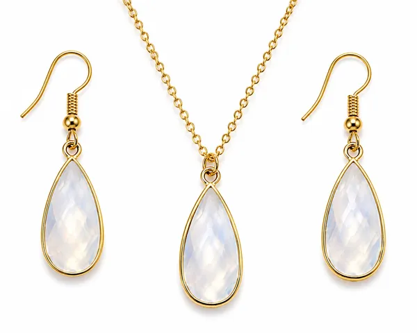 Gold_Tone_Teardrop_Pendant_Necklace_And_Earrings_Set_for_Women