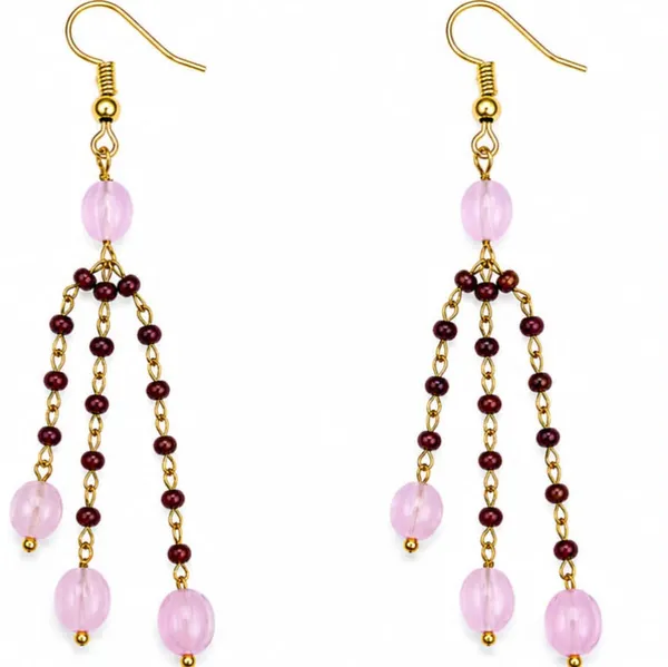 Pink_Beaded_Dangle_Earrings_for_Women