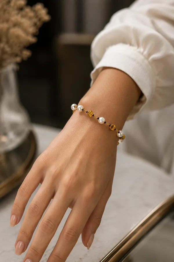 Gold-Tone_Beaded_Pearl_Bracelet_for_Women