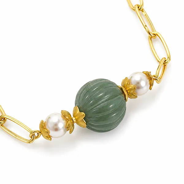 Gold_Tone_Green_Beaded_Bracelet_for_Women