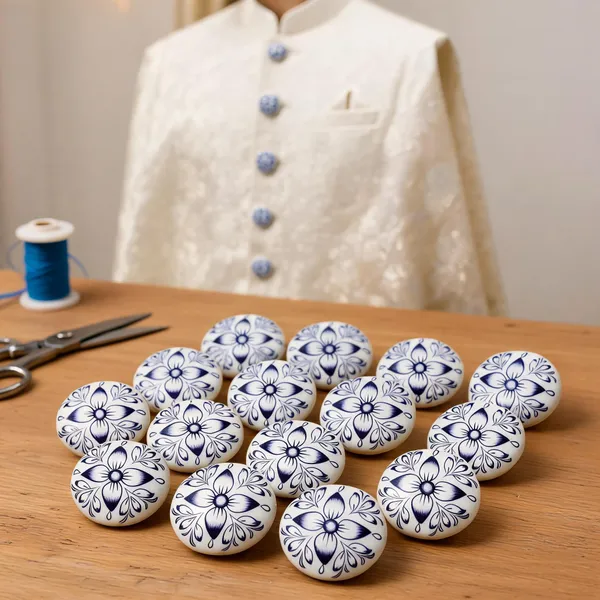 White_And_Blue_Italian_Brass_Button_For_Clothing_Cushions_Fabric-Based_Designs_Pack_Of_13