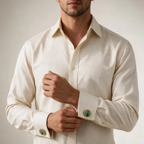 Green_Italian_Brass_Cufflinks_For_Men_Pack_Of_2