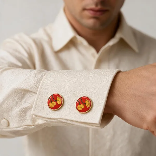 Red_Italian_Brass_Cufflinks_For_Men_Pack_Of_2