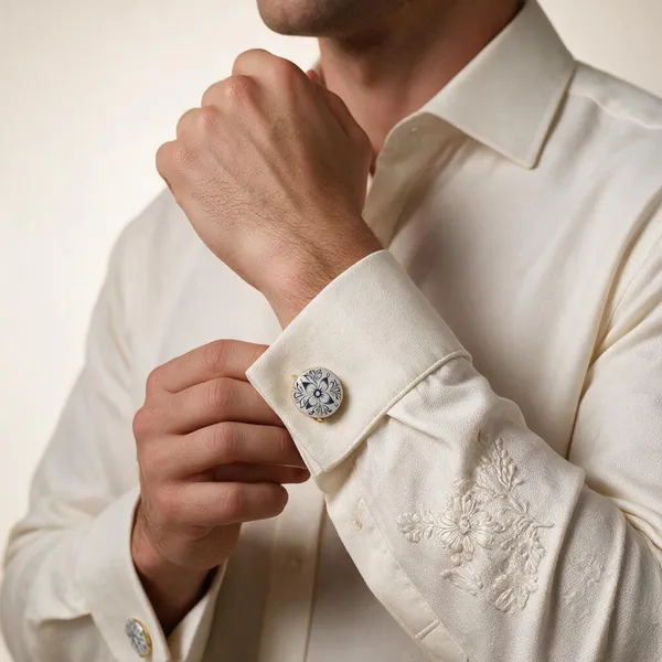 Blue_Italian_Brass_Cufflinks_For_Men_Pack_Of_2