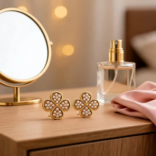 Gold-Tone_Italian_Brass_Stud_Earrings_For_Women