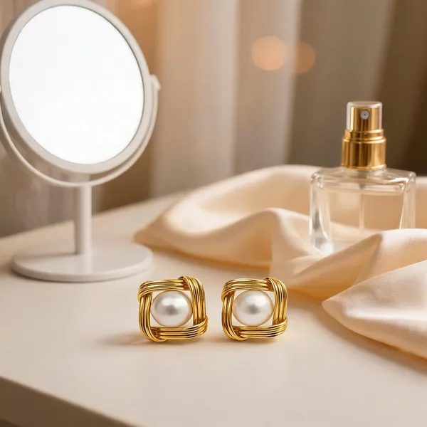 Gold-Tone_Italian_Brass_Stud_Earrings_For_Women