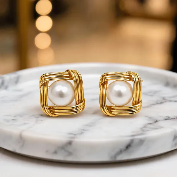 Gold-Tone_Italian_Brass_Stud_Earrings_For_Women