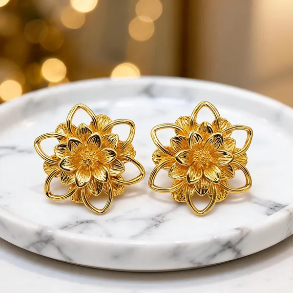 Gold-Tone_Italian_Brass_Stud_Earrings_For_Women