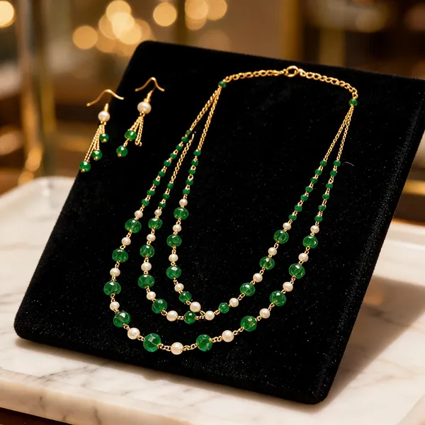 Green_Italian_Brass_Necklace_And_Earrings_Set_For_Women