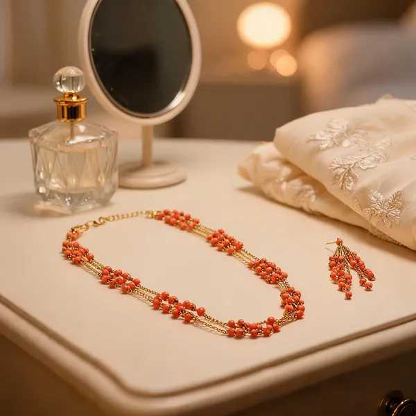 Coral_Italian_Brass_Necklace_Set_For_Women