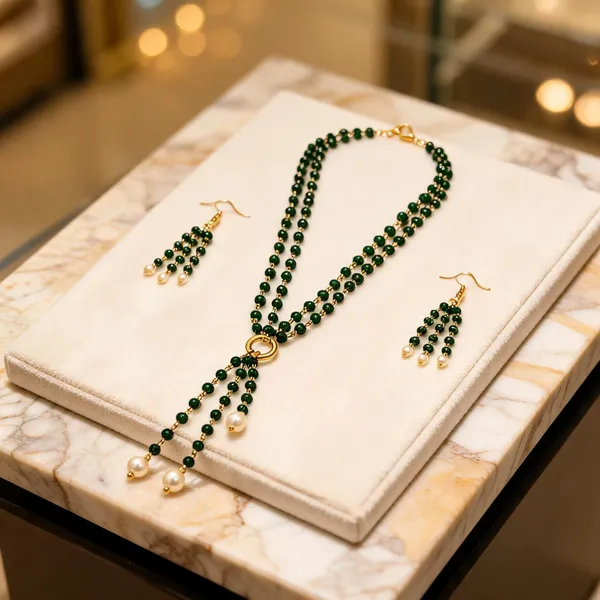 Green_Italian_Brass_Necklace_And_Earrings_Set_For_Women