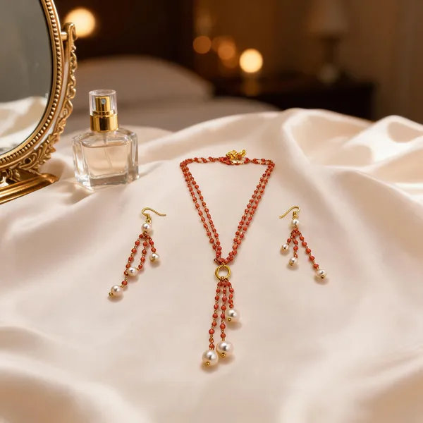 Red_Italian_Brass_Necklace_And_Earrings_Set_For_Women