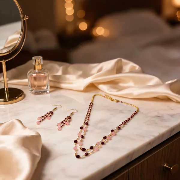 Gold-Tone_Italian_Brass_Necklace_And_Earrings_Set_For_Women