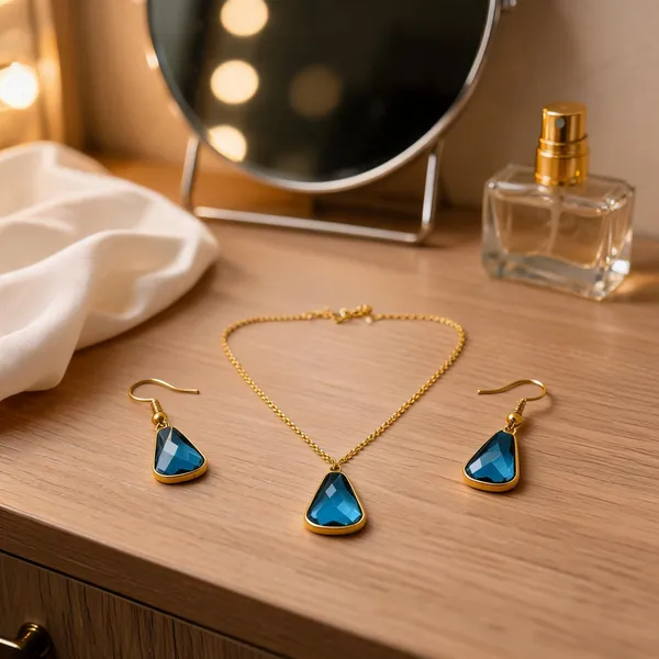 Gold-Tone_Italian_Brass_Jewellery_Set_(Necklace_And_Earrings)_For_Women