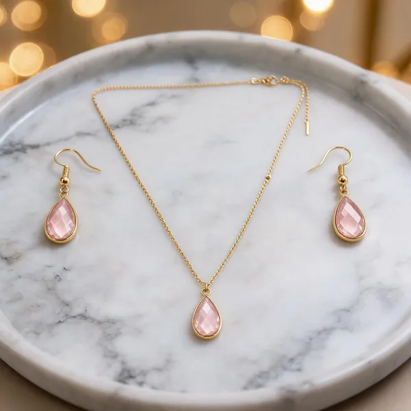 Gold-Tone_Italian_Brass_Necklace_And_Earrings_Set_For_Women