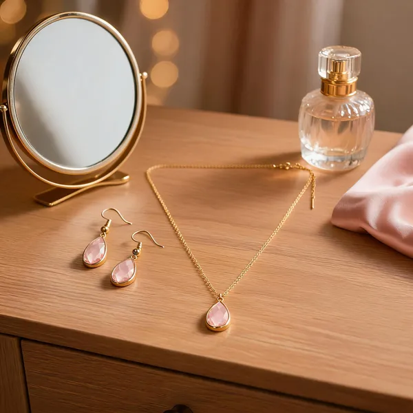 Gold-Tone_Italian_Brass_Necklace_And_Earrings_Set_For_Women