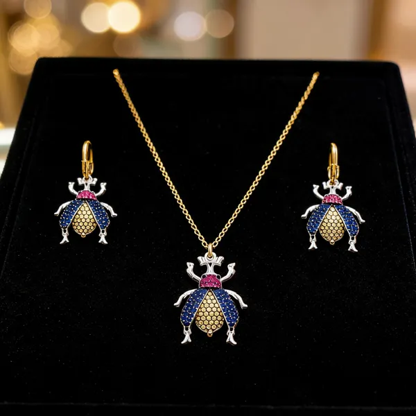 Gold-Tone_Italian_Brass_Necklace_And_Earrings_Set_For_Women