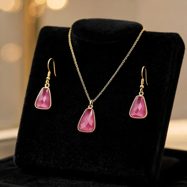 Gold-Tone_Italian_Brass_Necklace_And_Earrings_Set_For_Women