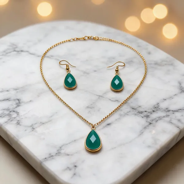Green_Italian_Brass_Necklace_And_Earrings_Set_For_Women