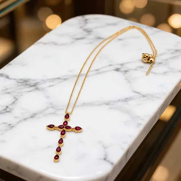 Gold-Tone_And_Red_Italian_Brass_Pendant_Necklace_For_Women