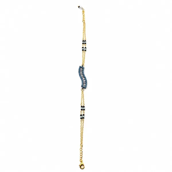 Gold_Tone_Blue_Wave_Beaded_Bracelet_for_Women