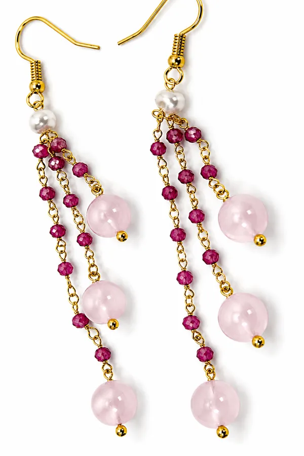 Gold_Tone_Pink_Beaded_Chandelier_Earrings_for_Women