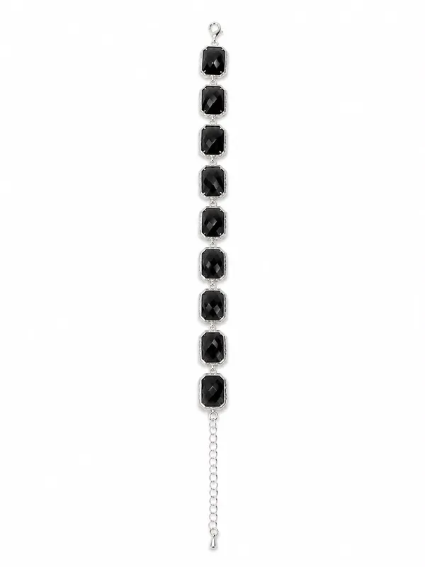 Silver_Tone_Black_Stone_Link_Bracelet_for_Women