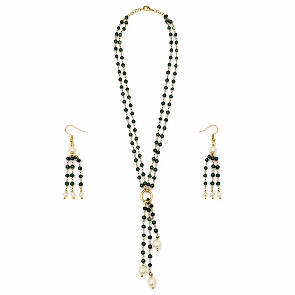 Green_Beaded_Necklace_And_Earrings_Set_for_Women
