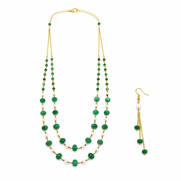 Green_Beaded_Layered_Necklace_And_Earrings_Set_for_Women