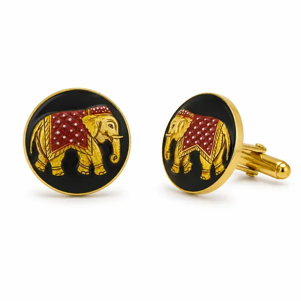 Gold_Tone_Elephant_Motif_Cufflinks_for_Men