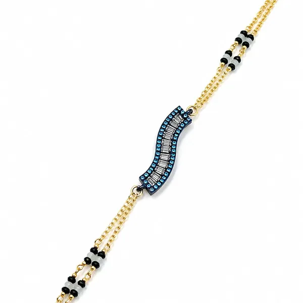 Gold_Tone_Blue_Wave_Beaded_Bracelet_for_Women