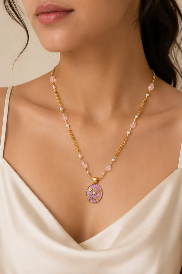 Gold_Tone_Beaded_Floral_Pendant_Necklace_for_Women