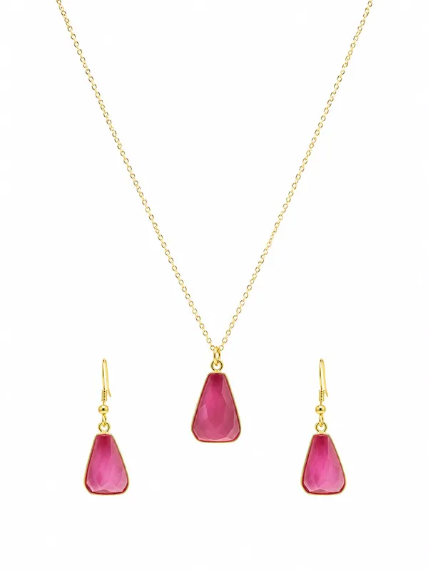 Pink_Gold-Tone_Stone_Necklace_And_Earrings_Set_for_Women
