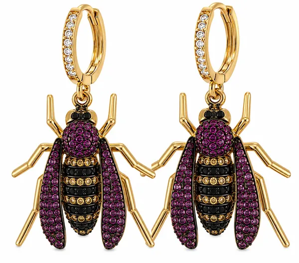 Purple_Gold_Tone_Crystal_Bee_Drop_Earrings_for_Women