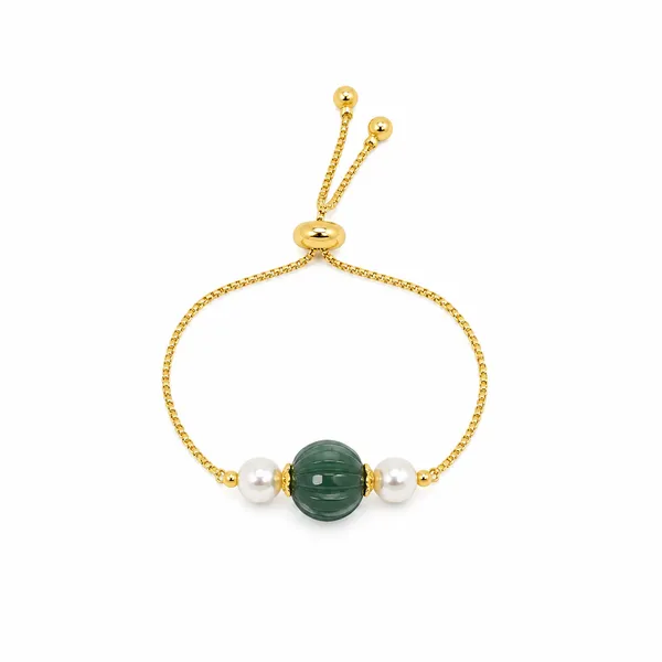 Gold_Tone_Green_Beaded_Bracelet_For_Women