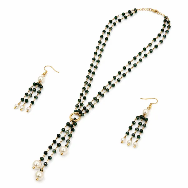 Green_Beaded_Necklace_And_Earrings_Set_for_Women