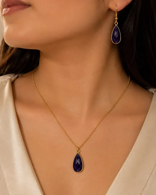 Purple_Gold-Tone_Teardrop_Necklace_Set_for_Women
